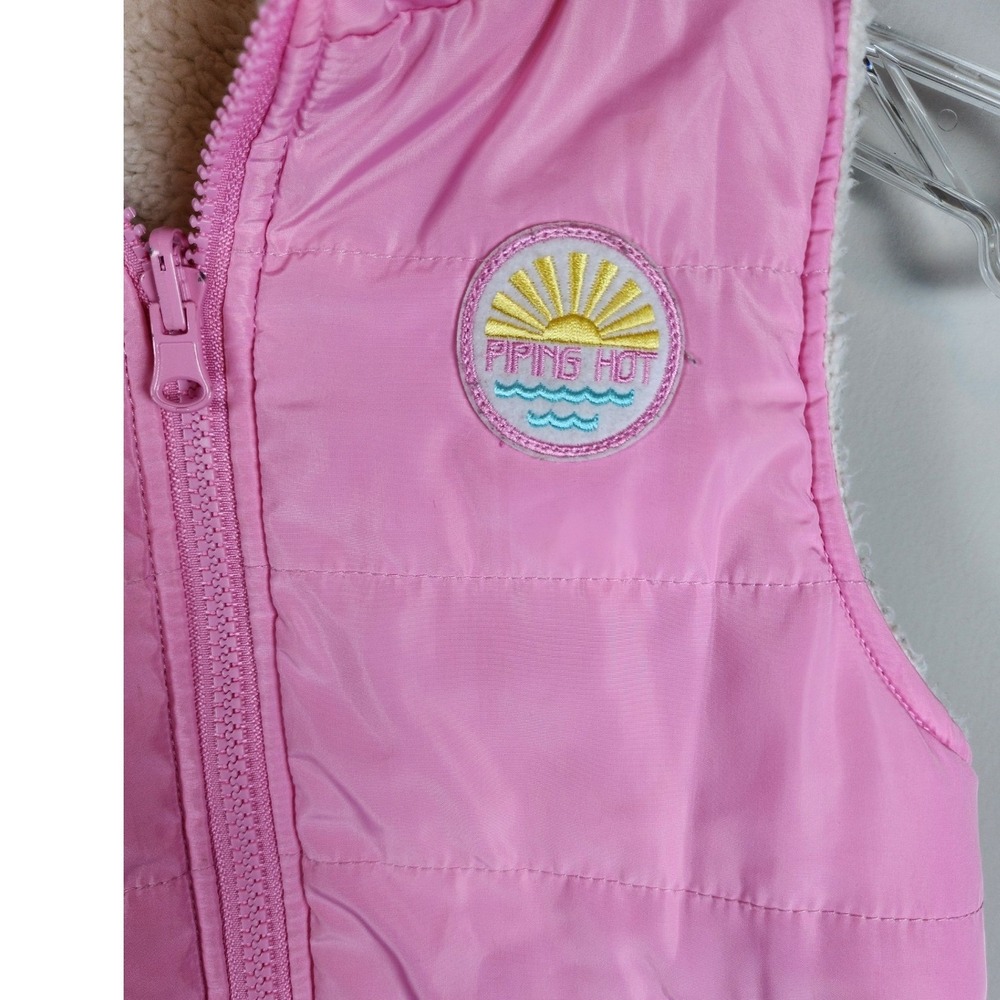Piping Hot Down Quilted Sherpa Lined Vest Girls Kids Size 6/7 Bubblegum Pink - Picture 3 of 6